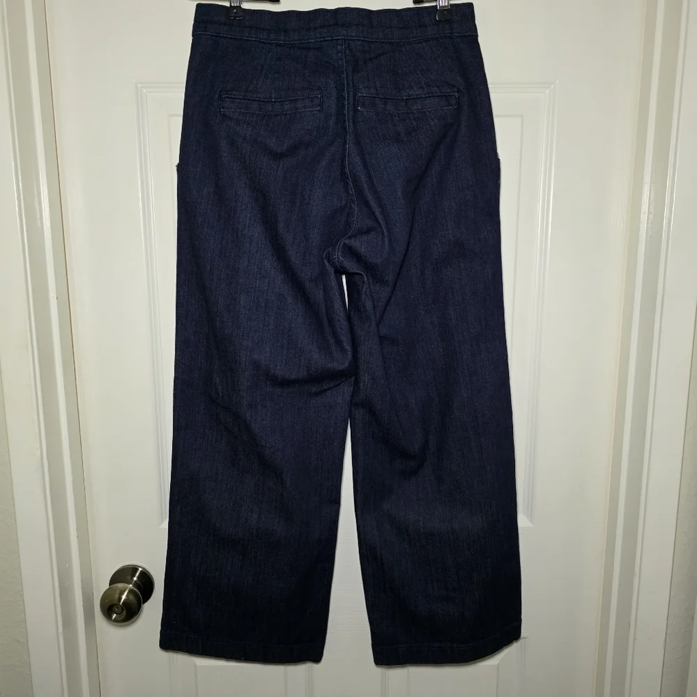 J. Crew Womens 25 Rayner Wide Leg Crop Dark Wash Blue Trouser Jean F9246